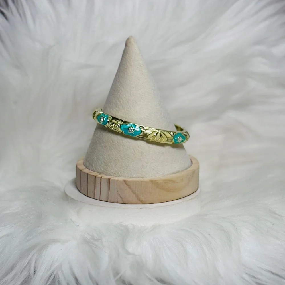 Turquoise Flower Enamel Cloisonne Bracelet Bangle Style 1
